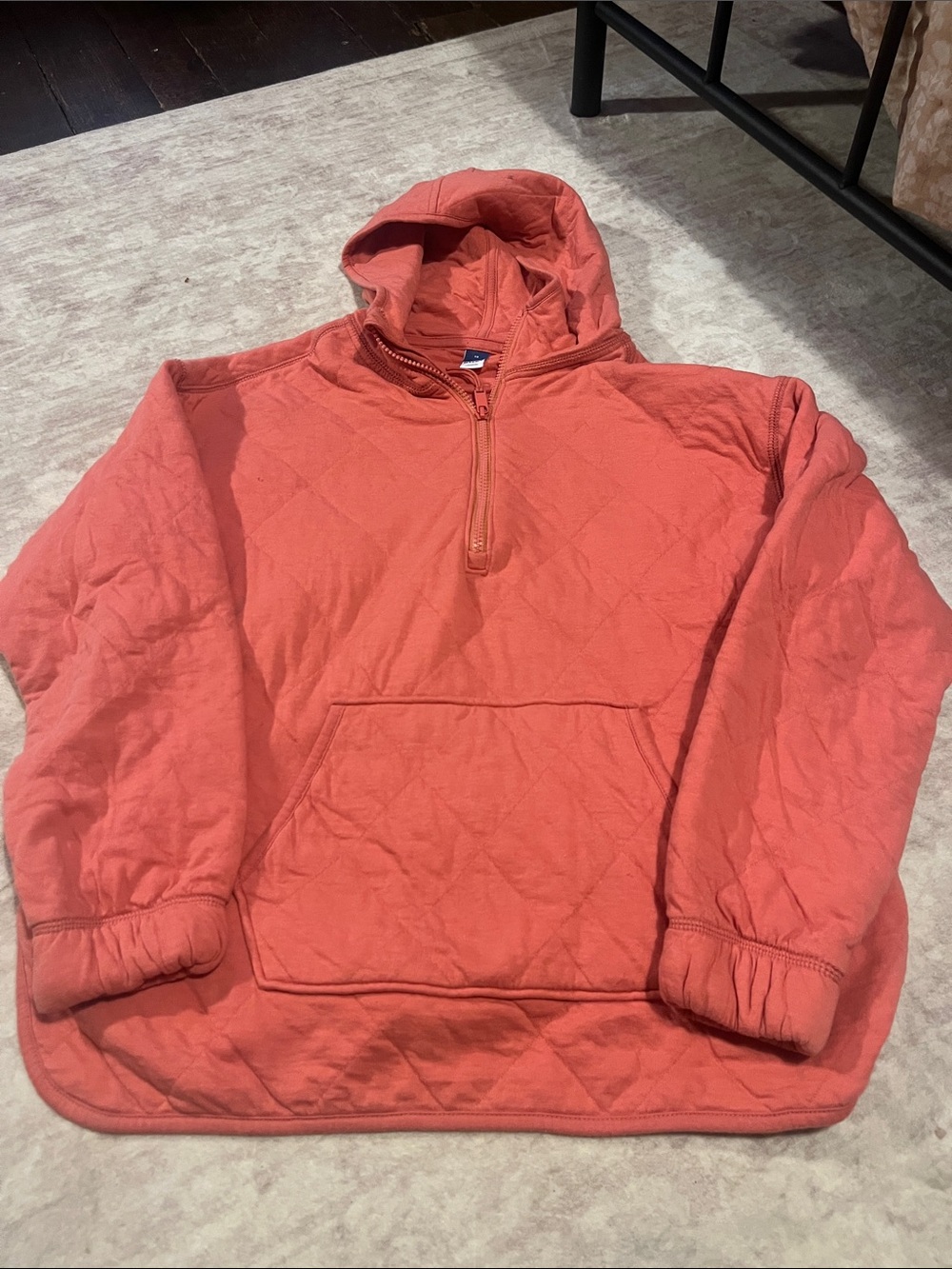 Old Navy Coral Quilted Half-Zip Hoodie